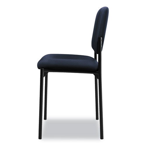 Vl606 Stacking Guest Chair Without Arms, Fabric Upholstery, 21.25" X 21" X 32.75", Navy Seat, Navy Back, Black Base