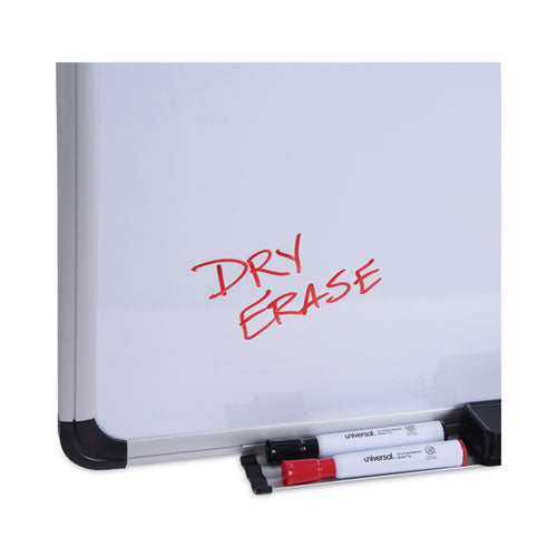 Deluxe Porcelain Magnetic Dry Erase Board, 48 X 36, White Surface, Silver/black Aluminum Frame