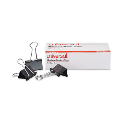 Binder Clips, Medium, Black/silver, 12/box