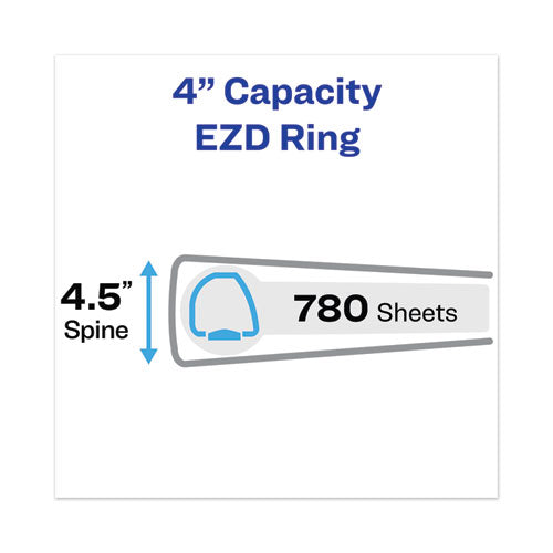 Heavy-duty View Binder With Durahinge And Locking One Touch Ezd Rings, 3 Rings, 4" Capacity, 11 X 8.5, Pacific Blue