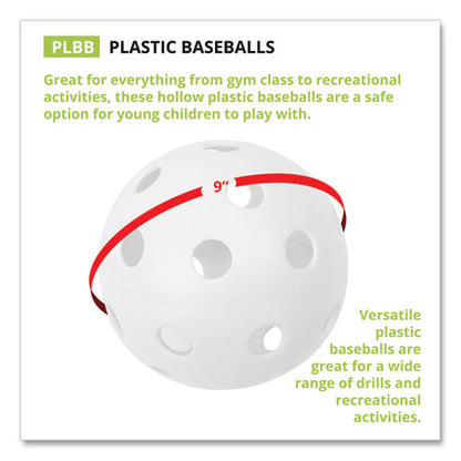 Plastic Baseballs, 9" Diameter, White, 12/set