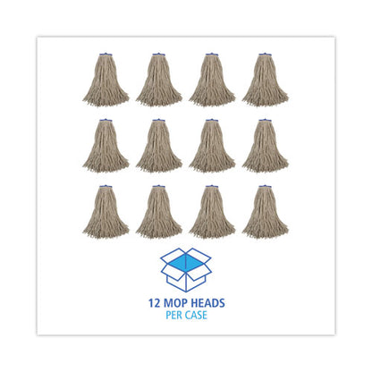 Cut-end Lie-flat Wet Mop Head, Cotton, 24oz, White, 12/carton