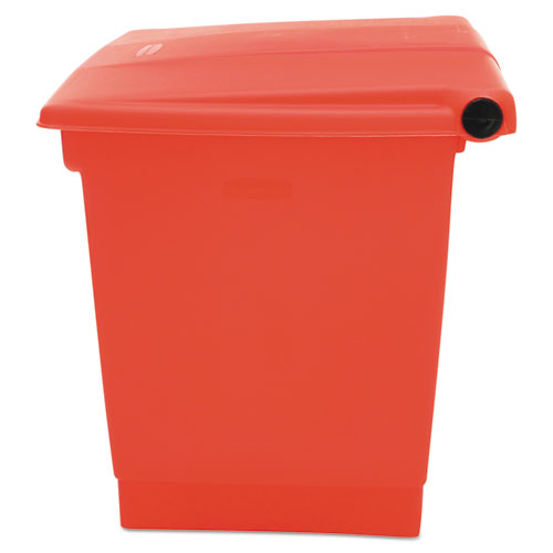 Indoor Utility Step-on Waste Container, 8 Gal, Plastic, Red