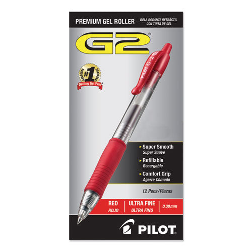 G2 Premium Gel Pen Convenience Pack, Retractable, Extra-fine 0.38 Mm, Red Ink, Smoke/red Barrel
