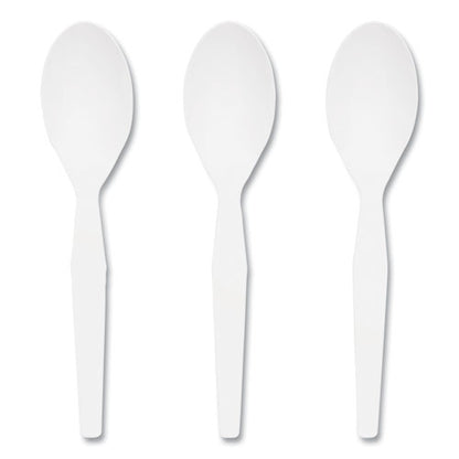 Mediumweight Plastic Cutlery, Teaspoon, White, 1,000/pack