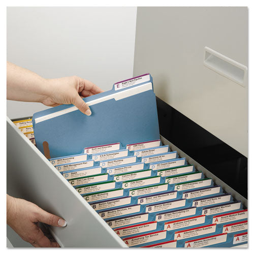 Top Tab Colored Fastener Folders, 0.75" Expansion, 2 Fasteners, Letter Size, Blue Exterior, 50/box