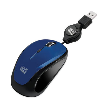 Illuminated Retractable Mouse, Usb 2.0, Left/right Hand Use, Dark Blue