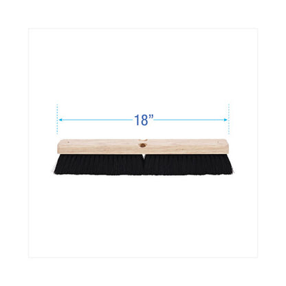 Floor Brush Head, 2.5" Black Tampico Fiber Bristles, 18" Brush