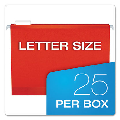 Colored Reinforced Hanging Folders, Letter Size, 1/5-cut Tabs, Red, 25/box