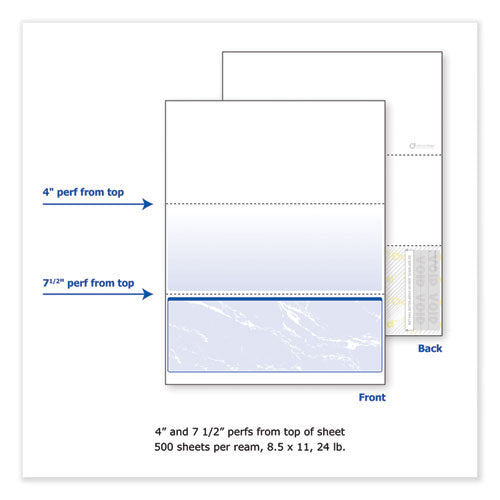 Standard Security Check, 11 Features, 8.5 X 11, Blue Marble Bottom, 500/ream