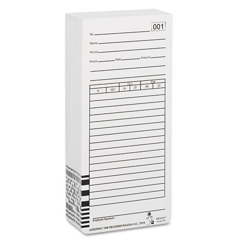 Time Clock Cards For Acroprint Es1000, Two Sides, 3.5 X 7, 100/pack
