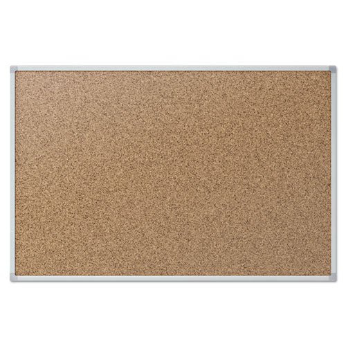 Cork Bulletin Board, 36 X 24, Tan Surface, Silver Aluminum Frame