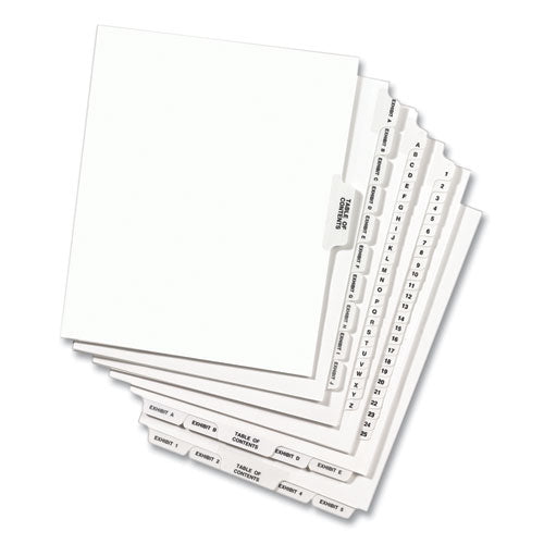 Preprinted Legal Exhibit Side Tab Index Dividers, Avery Style, 27-tab, A To Z, 14 X 8.5, White, 1 Set