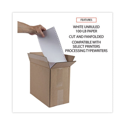 Continuous-feed Index Cards, Unruled, 3 X 5, White, 4,000/carton