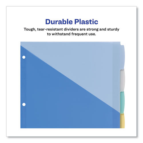 Write And Erase Durable Plastic Dividers With Slash Pocket, 3-hold Punched, 5-tab, 11.13 X 9.25, Assorted, 1 Set