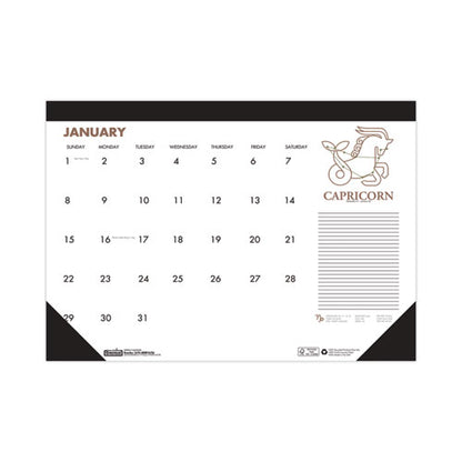 Recycled Zodiac Desk Pad Calendar, Zodiac Artwork, 17 X 22, White Sheets, Black Binding/corners, 12-month (jan-dec) 2024