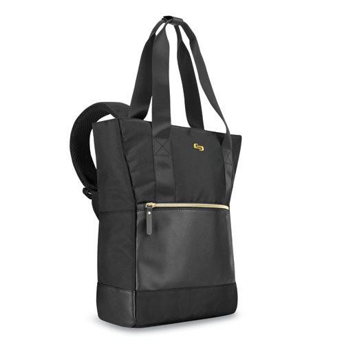 Parker Hybrid Tote/backpack, Fits Devices Up To 15.6", Polyester, 3.75 X 16.5 X 16.5, Black/gold