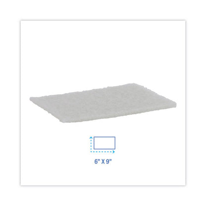 Light Duty Scour Pad, White, 6 X 9, White, 20/carton