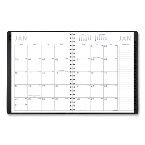 Contemporary Weekly/monthly Planner, Vertical-column Format, 11 X 8.25, Black Cover, 12-month (jan To Dec): 2024