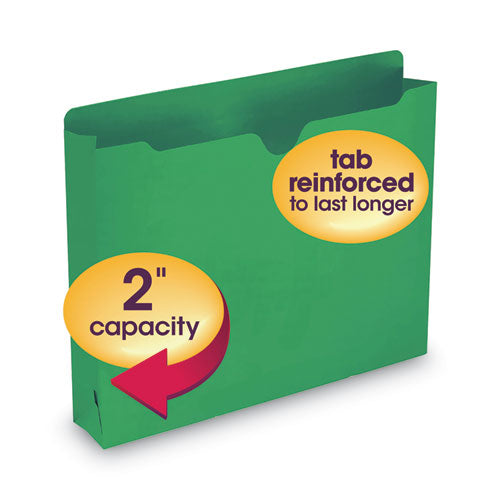 Colored File Jackets With Reinforced Double-ply Tab, Straight Tab, Letter Size, Green, 50/box