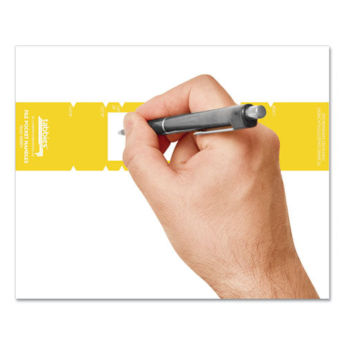 File Pocket Handles, 9.63 X 2, Yellow/white, 4/sheet, 12 Sheets/pack