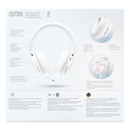 G735 Wireless Gaming Binaural Over The Head Headset, White