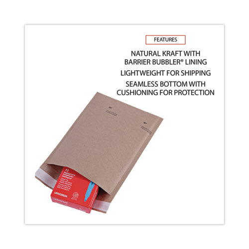 Natural Self-seal Cushioned Mailer, #0, Barrier Bubble Air Cell Cushion, Self-adhesive Closure, 6 X 10, Kraft, 200/carton