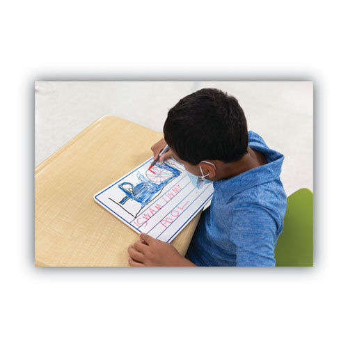 Dry Erase Student Boards, 12 X 9, Blue/white Surface, 10/set