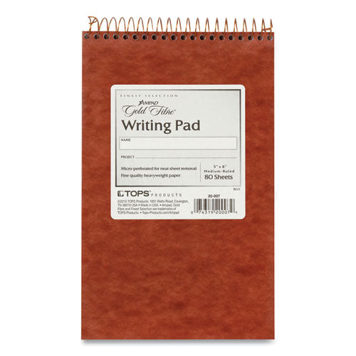 Gold Fibre Retro Wirebound Writing Pads, Medium/college Rule, Red Cover, 80 White 5 X 8 Sheets