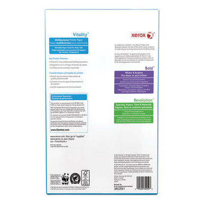 Vitality Multipurpose Print Paper, 92 Bright, 20 Lb Bond Weight, 8.5 X 14, White, 500 Sheets/ream, 10 Reams/carton