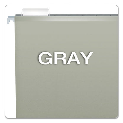 Colored Reinforced Hanging Folders, Legal Size, 1/5-cut Tabs, Gray, 25/box