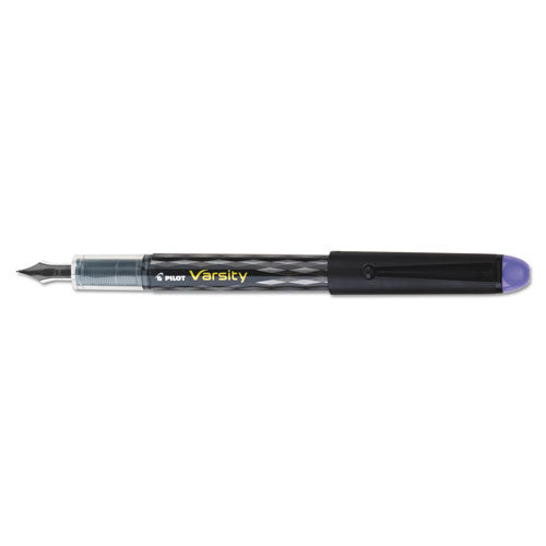 Varsity Fountain Pen, Medium 1 Mm, Purple Ink, Clear/black/purple Barrel