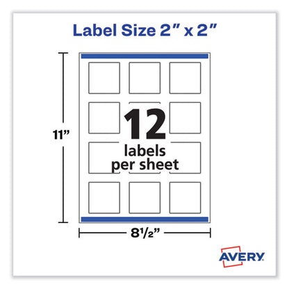 Laser/inkjet Media Labels, Inkjet/laser Printers, 2 X 2, White, 12 Labels/sheet, 10 Sheets/pack