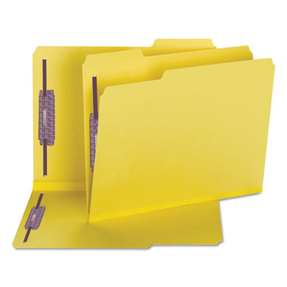 Colored Pressboard Fastener Folders With Safeshield Coated Fasteners, 2" Expansion, 2 Fasteners, Letter Size, Yellow, 25/box