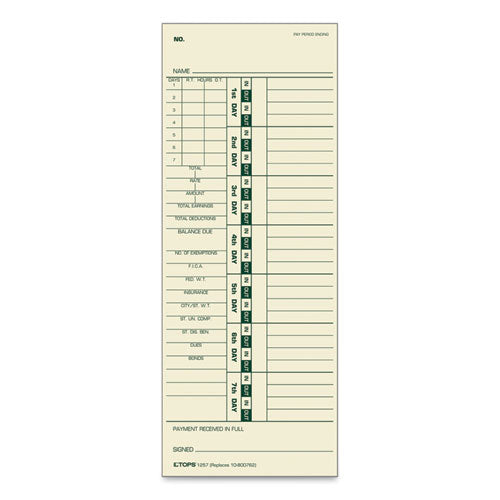 Time Clock Cards, Replacement For 10-800762, Two Sides, 3.5 X 9, 500/box