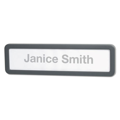 Recycled Cubicle Nameplate With Rounded Corners, 9 X 2.5, Charcoal