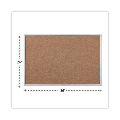 Cork Bulletin Board, 36 X 24, Tan Surface, Aluminum Frame