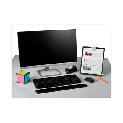 Fold-flat Freestanding Desktop Copyholder, 150 Sheet Capacity, Plastic, Black/silver Clip