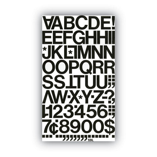 Press-on Vinyl Letters And Numbers, Self Adhesive, Black, 1"h, 88/pack