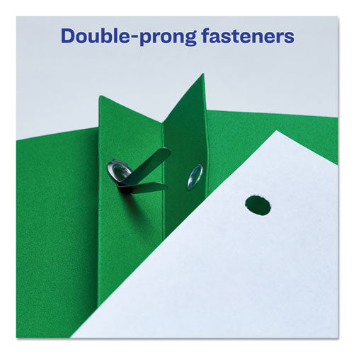 Avery Two-Pocket Folder, Prong Fastener, Letter, 1/2 Capacity, Green, 25/Box
