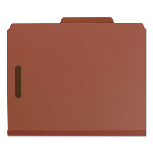 Recycled Pressboard Classification Folders, 2" Expansion, 1 Divider, 4 Fasteners, Letter Size, Red Exterior, 10/box