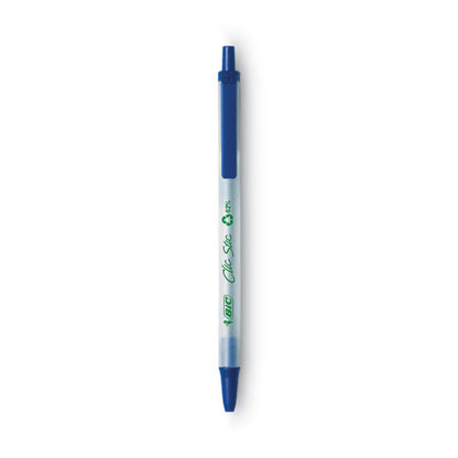 Ecolutions Clic Stic Ballpoint Pen, Retractable, Medium 1 Mm, Blue Ink, Translucent Frost/blue Barrel, Dozen