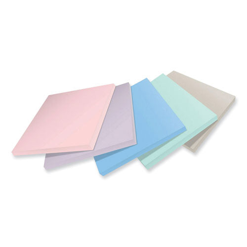 100% Recycled Paper Super Sticky Notes, 3" X 3", Wanderlust Pastels, 70 Sheets/pad, 5 Pads/pack