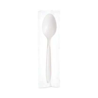 Reliance Mediumweight Cutlery, Teaspoon, Individually Wrapped, White, 1,000/carton