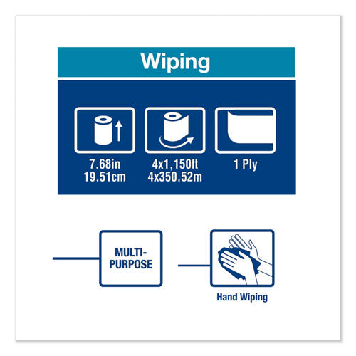 Basic Paper Wiper Roll Towel, 1-ply, 7.68" X 1,150 Ft, White, 4 Rolls/carton