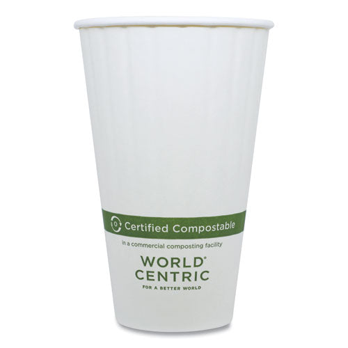 Double Wall Paper Hot Cups, 16 Oz, White, 600/carton