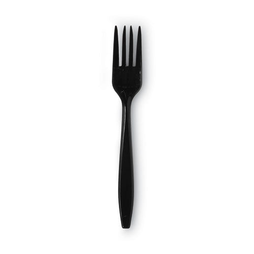 Individually Wrapped Heavyweight Forks, Polypropylene, Black, 1,000/carton