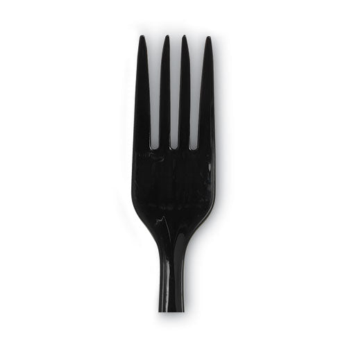 Individually Wrapped Heavyweight Forks, Polypropylene, Black, 1,000/carton