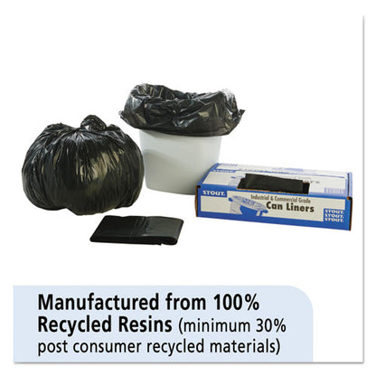 Total Recycled Content Plastic Trash Bags, 10 Gal, 1 Mil, 24" X 24", Brown/black, 250/carton