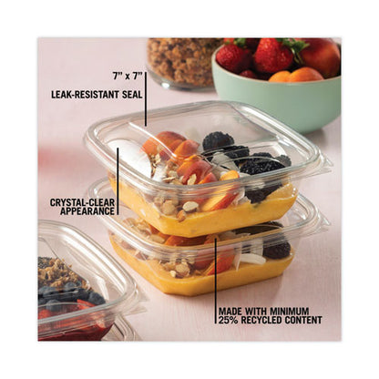 Earthchoice Recycled Pet Container Lid, For 24-32 Oz Container Bases, 7.38 X 7.38 X 0.82, Clear, Plastic, 300/carton